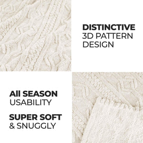 Arctic Boho Knit Jacquard Fleece Plush Medium Weight Fluffy Blanket