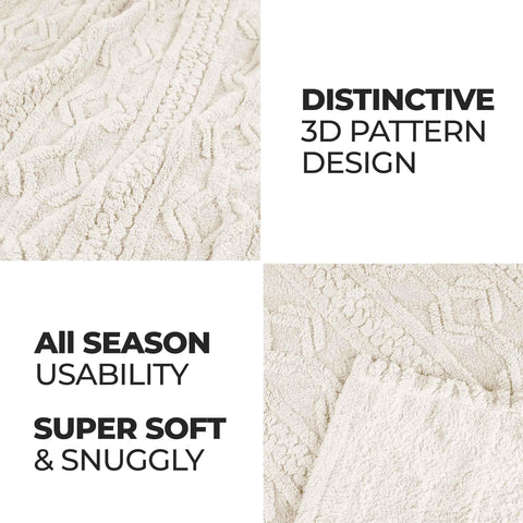 Fleece Blanket – Arctic Boho Knit Jacquard - Plush, Cozy Warmth