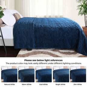 Arctic Boho Knit Jacquard Fleece Plush Medium Weight Fluffy Blanket