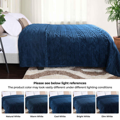 Fleece Blanket – Arctic Boho Knit Jacquard - Plush, Cozy Warmth