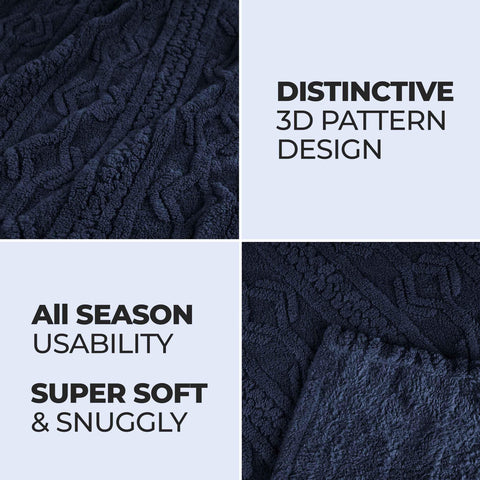 Fleece Blanket – Arctic Boho Knit Jacquard - Plush, Cozy Warmth