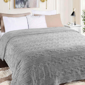Arctic Boho Knit Jacquard Fleece Plush Medium Weight Fluffy Blanket