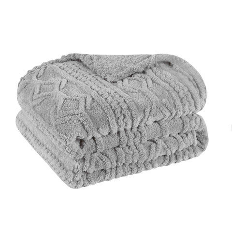 Fleece Blanket – Arctic Boho Knit Jacquard - Plush, Cozy Warmth