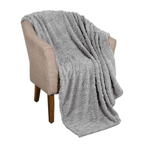 Arctic Boho Knit Jacquard Fleece Plush Medium Weight Fluffy Blanket