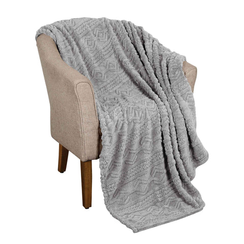 Fleece Blanket – Arctic Boho Knit Jacquard - Plush, Cozy Warmth
