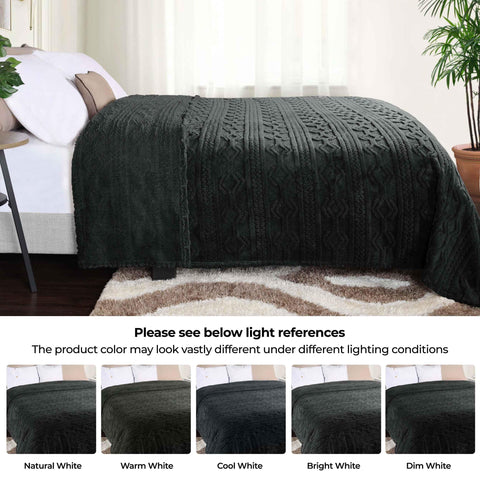Fleece Blanket – Arctic Boho Knit Jacquard - Plush, Cozy Warmth