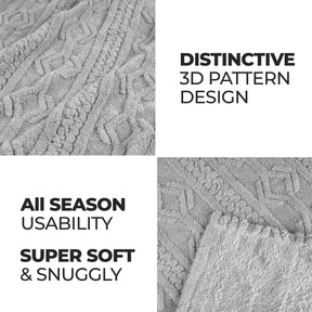 Arctic Boho Knit Jacquard Fleece Plush Medium Weight Fluffy Blanket
