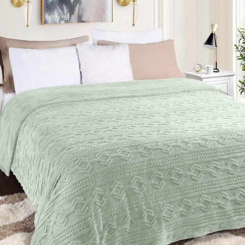 Fleece Blanket – Arctic Boho Knit Jacquard - Plush, Cozy Warmth