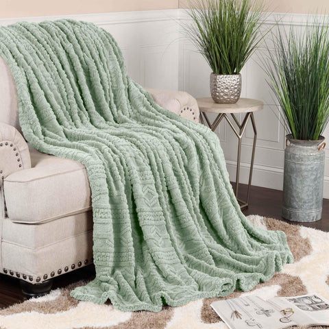 Fleece Blanket – Arctic Boho Knit Jacquard - Plush, Cozy Warmth