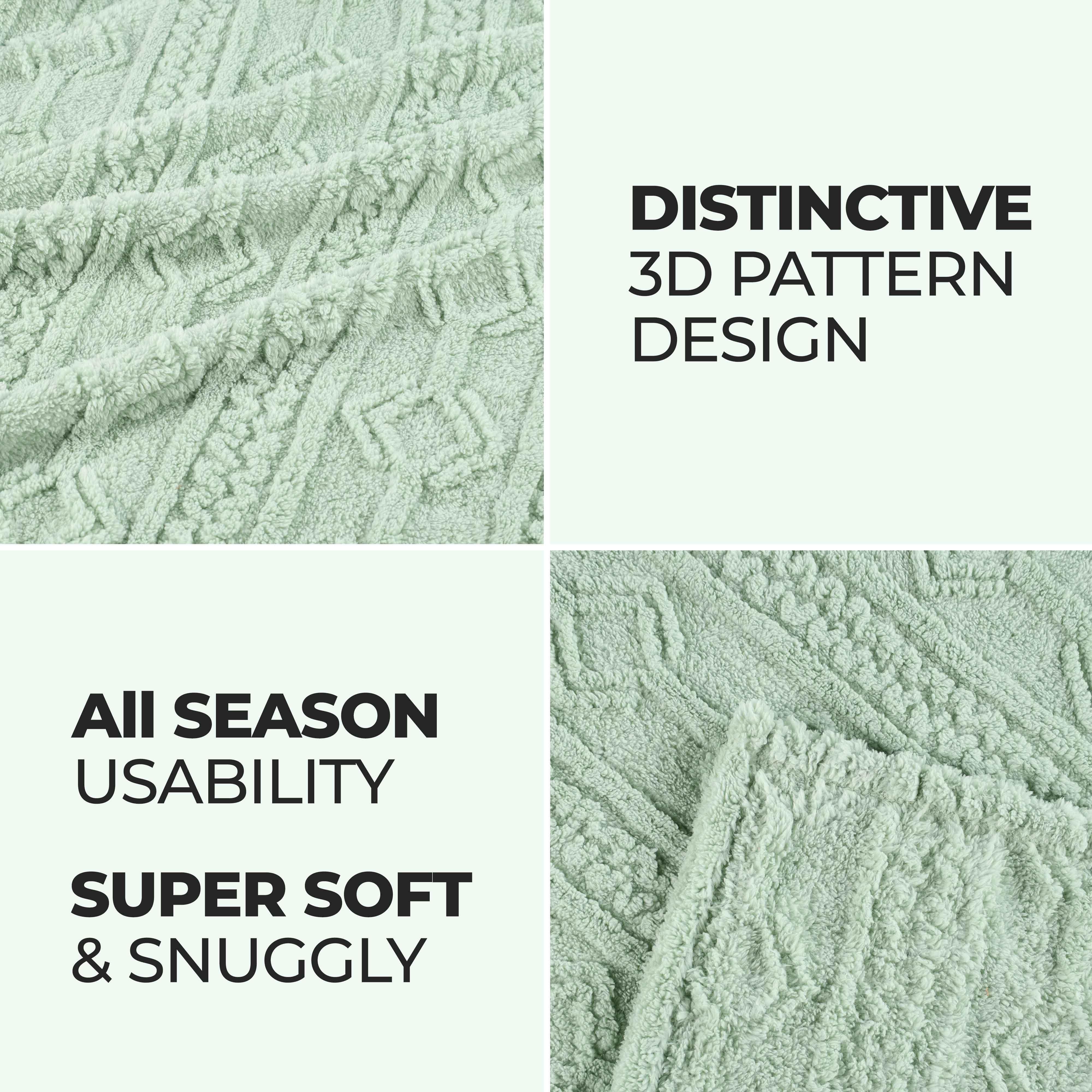Arctic Boho Knit Jacquard Fleece Plush Medium Weight Fluffy Blanket