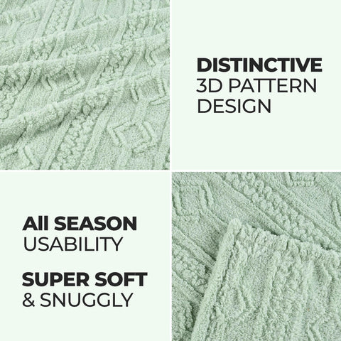 Fleece Blanket – Arctic Boho Knit Jacquard - Plush, Cozy Warmth