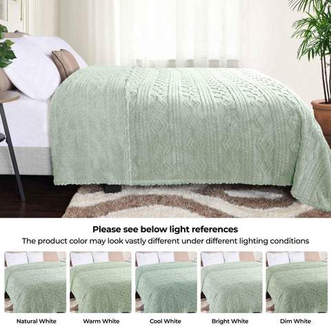 Fleece Blanket – Arctic Boho Knit Jacquard - Plush, Cozy Warmth