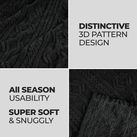Fleece Blanket – Arctic Boho Knit Jacquard - Plush, Cozy Warmth