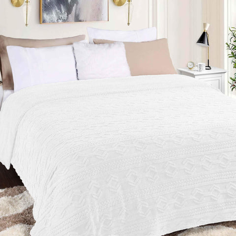 Fleece Blanket – Arctic Boho Knit Jacquard - Plush, Cozy Warmth