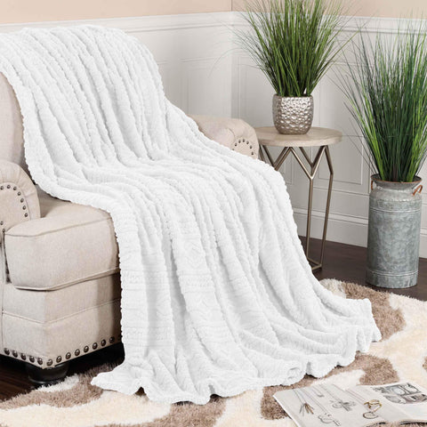 Fleece Blanket – Arctic Boho Knit Jacquard - Plush, Cozy Warmth