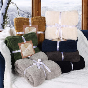 Arctic Boho Knit Jacquard Fleece Plush Medium Weight Fluffy Blanket