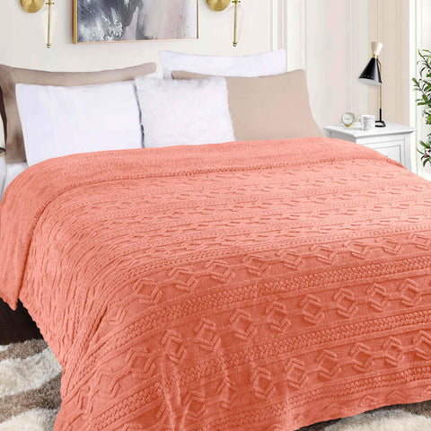 Fleece Blanket – Arctic Boho Knit Jacquard - Plush, Cozy Warmth