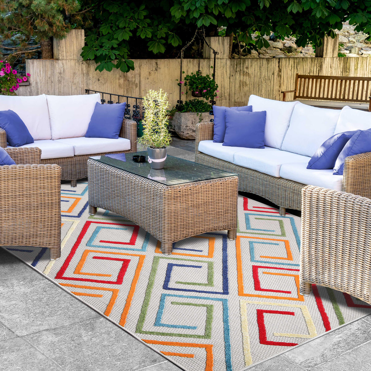Ares Geometric Contemporary Area Rug Indoor Outdoor Rugs