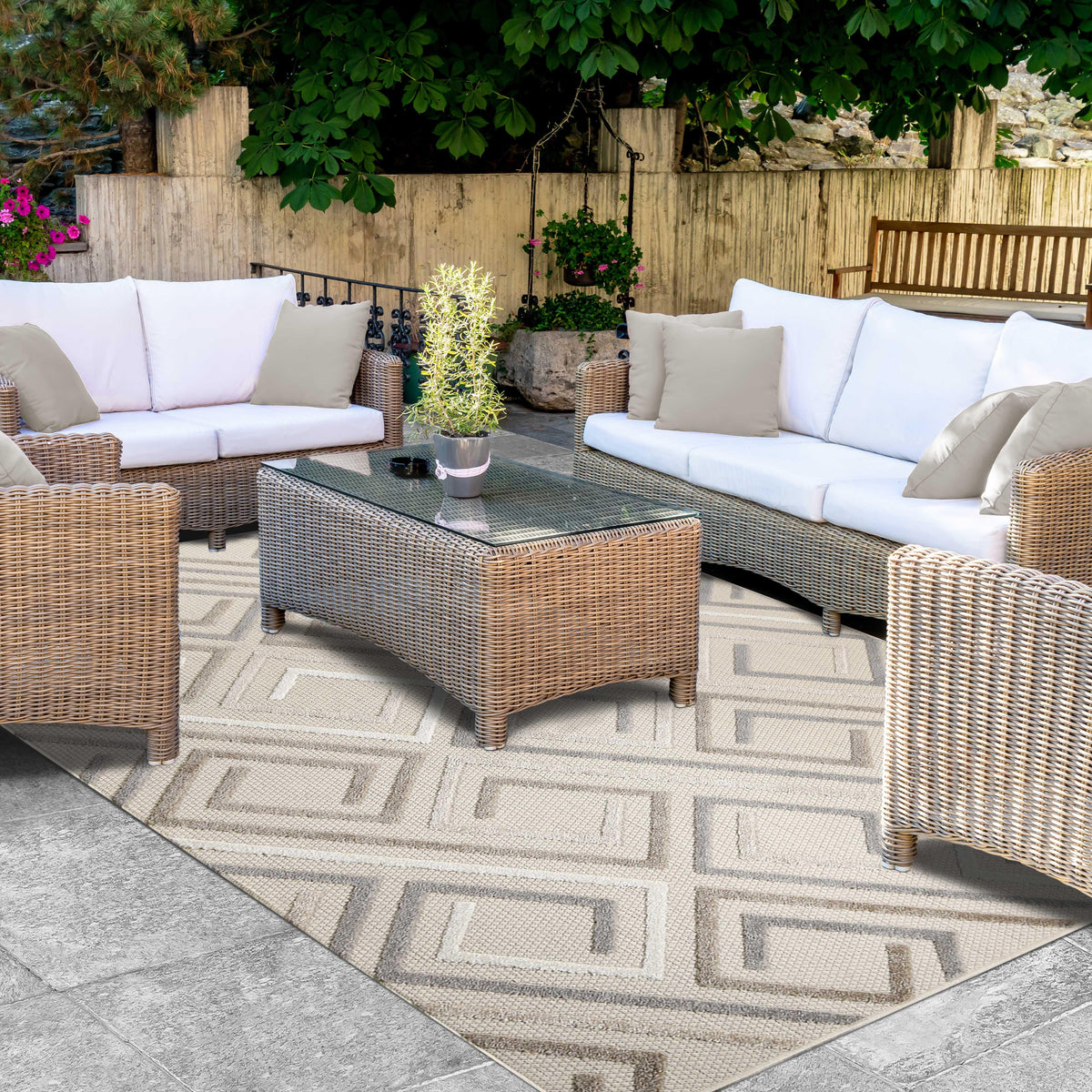 Ares Geometric Contemporary Area Rug Indoor Outdoor Rugs