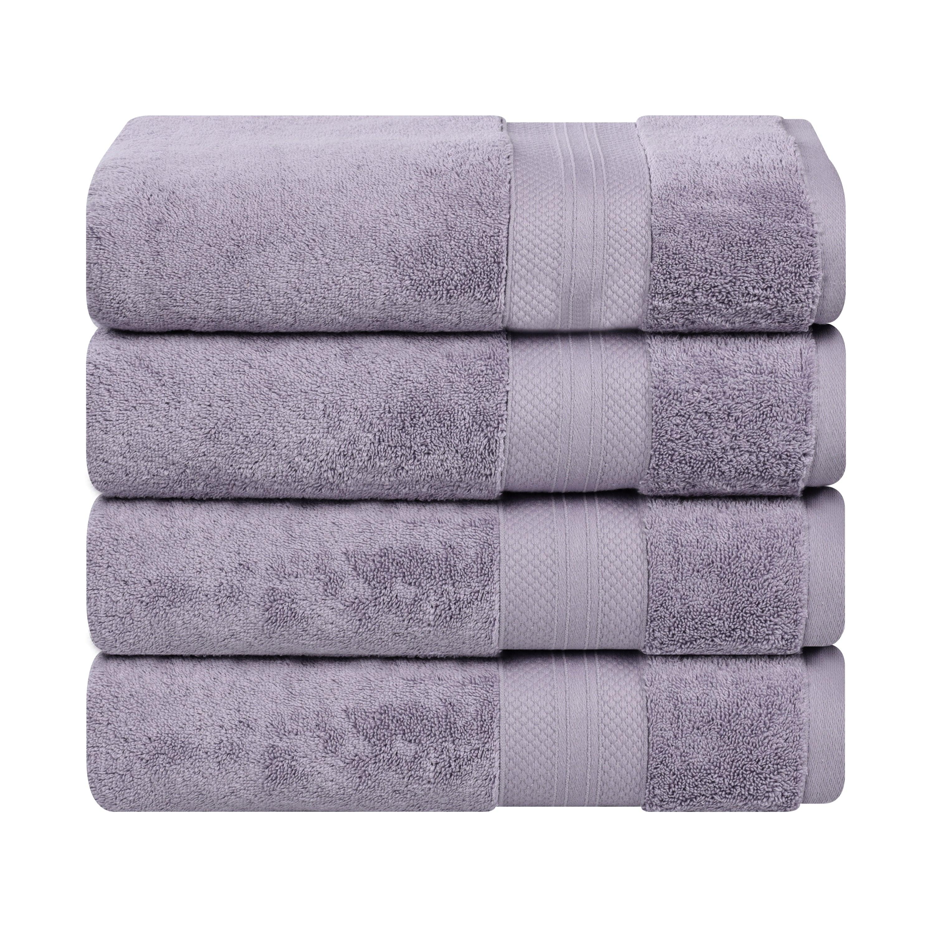 Aria Turkish Cotton Solid Heavyweight Plush Bath Towel Set of 4