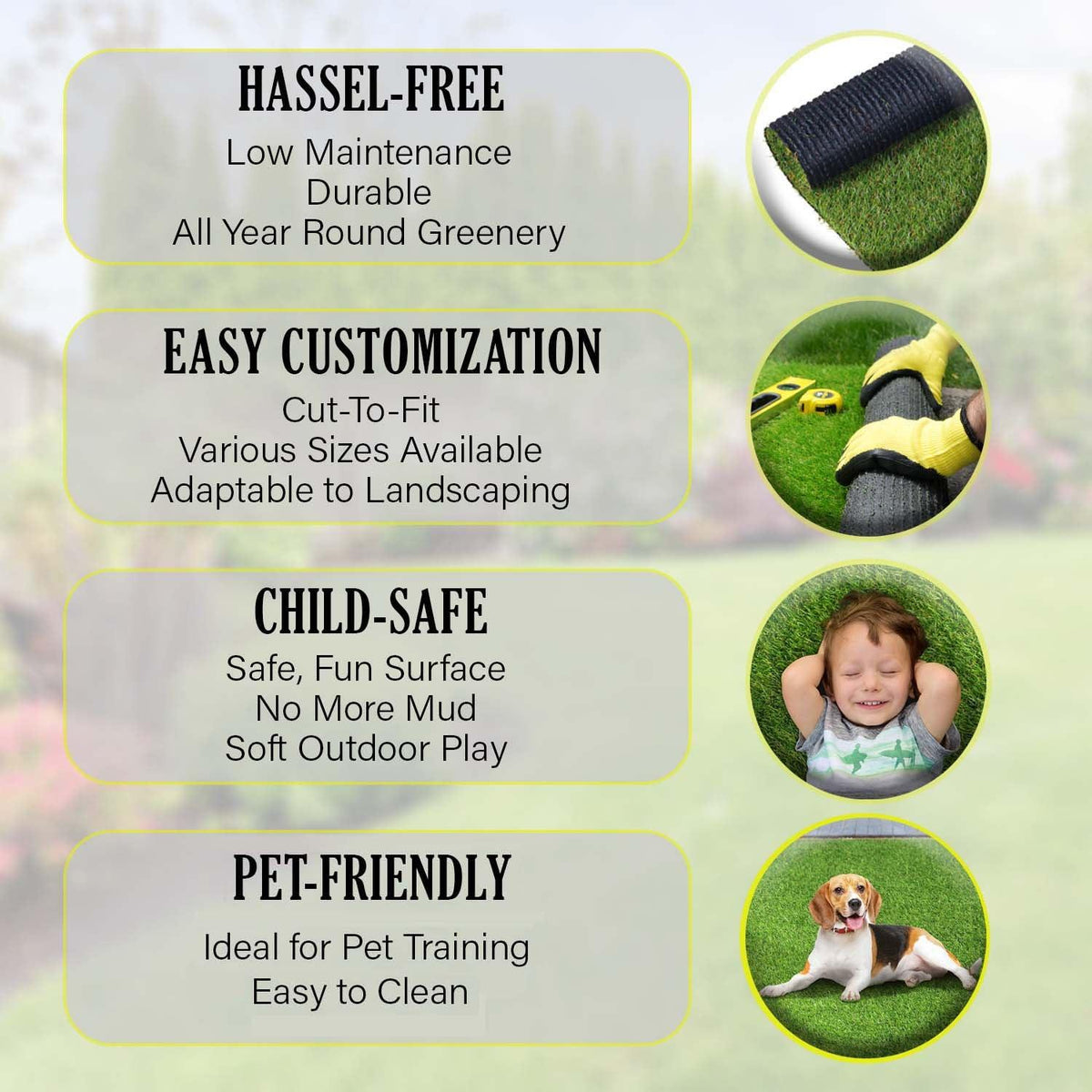 Artificial Grass Area Rug Lawn Turf Indoor Outdoor Rugs, Set of 6