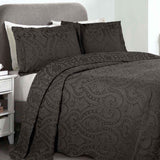 Lightweight Cotton Blend Bedspread Set 3-Piece Aspen Jacquard Floral Scalloped Edge
