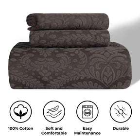 Aspen Cotton Blend Jacquard Floral Scalloped Edge Bedspread Set