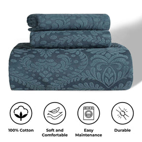 Aspen Cotton Blend Jacquard Floral Scalloped Edge Bedspread Set