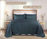 Lightweight Cotton Blend Bedspread Set 3-Piece Aspen Jacquard Floral Scalloped Edge