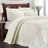 Lightweight Cotton Blend Bedspread Set 3-Piece Aspen Jacquard Floral Scalloped Edge
