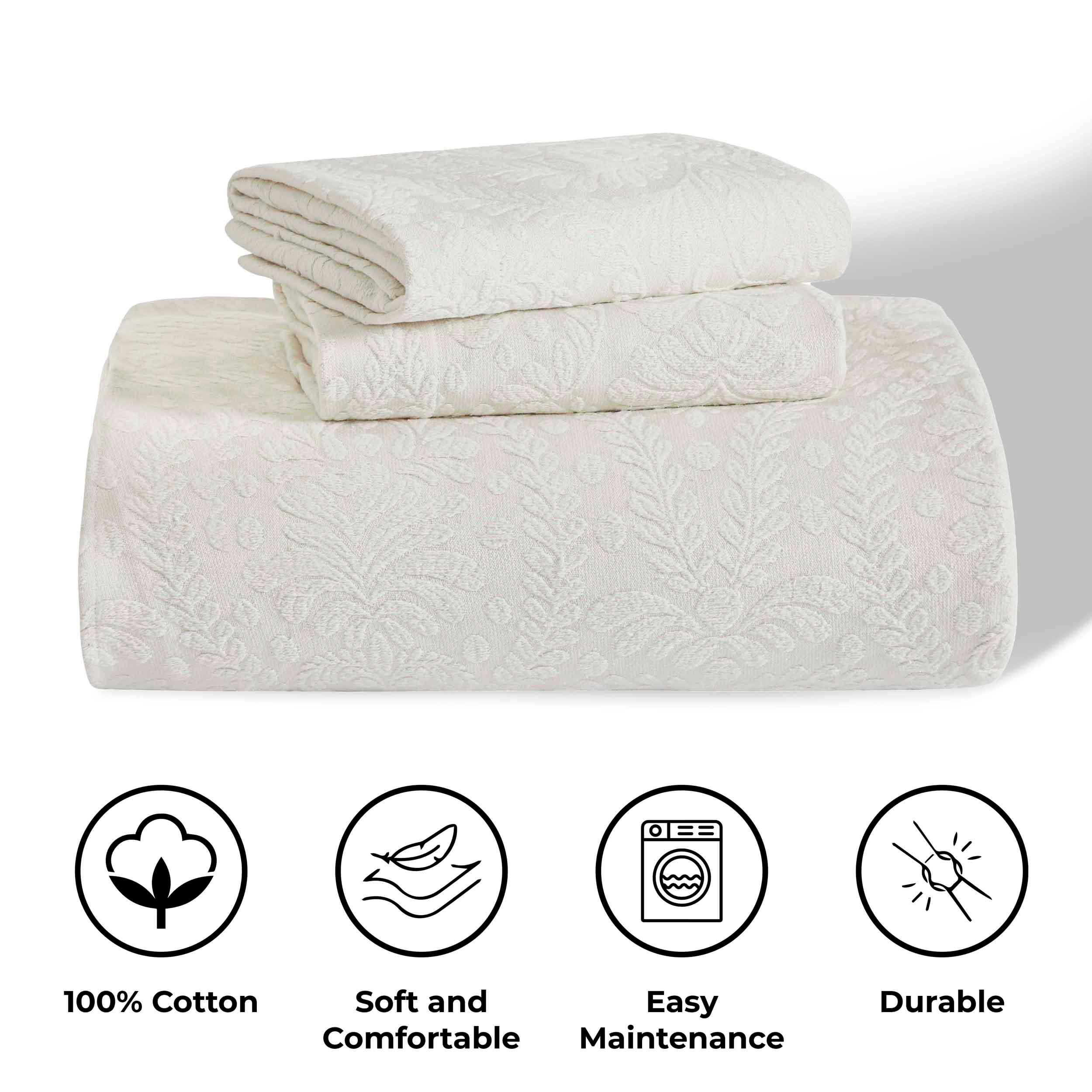 Aspen Cotton Blend Jacquard Floral Scalloped Edge Bedspread Set