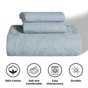 Aspen Cotton Blend Jacquard Floral Scalloped Edge Bedspread Set