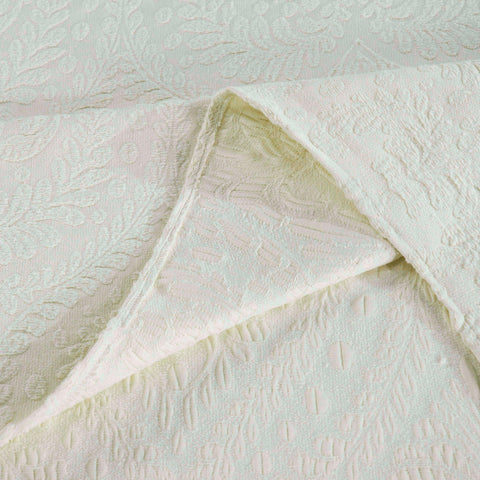 Lightweight Cotton Blend Bedspread Set 3-Piece Aspen Jacquard Floral Scalloped Edge