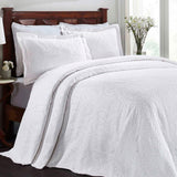 Lightweight Cotton Blend Bedspread Set 3-Piece Aspen Jacquard Floral Scalloped Edge