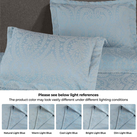 Lightweight Cotton Blend Bedspread Set 3-Piece Aspen Jacquard Floral Scalloped Edge