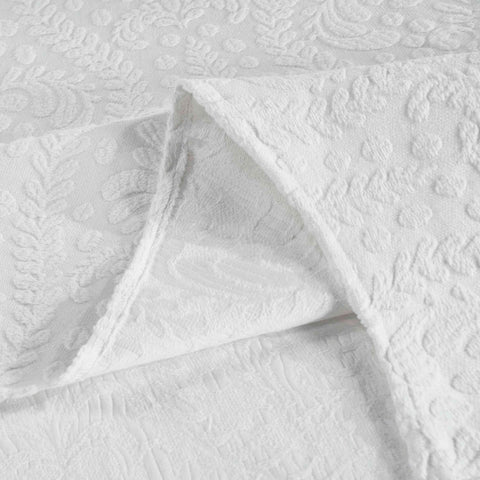 Lightweight Cotton Blend Bedspread Set 3-Piece Aspen Jacquard Floral Scalloped Edge