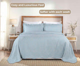 Lightweight Cotton Blend Bedspread Set 3-Piece Aspen Jacquard Floral Scalloped Edge