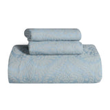 Lightweight Cotton Blend Bedspread Set 3-Piece Aspen Jacquard Floral Scalloped Edge