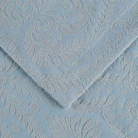 Lightweight Cotton Blend Bedspread Set 3-Piece Aspen Jacquard Floral Scalloped Edge