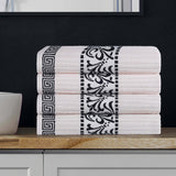 Cotton Terry Greek Key Bath Towel Set of 4