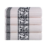 Cotton Terry Greek Key Bath Towel Set of 4