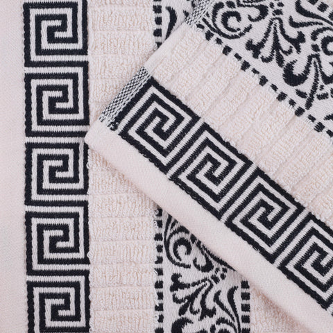 Cotton Terry Greek Key Bath Towel Set of 4