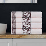 Cotton Terry Greek Key Bath Towel Set of 4