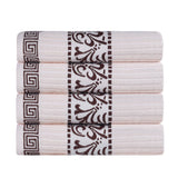 Cotton Terry Greek Key Bath Towel Set of 4