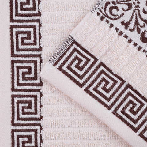 Cotton Terry Greek Key Bath Towel Set of 4