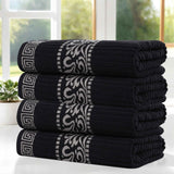 Cotton Terry Greek Key Bath Towel Set of 4