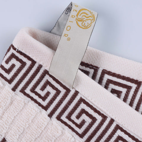 Cotton Terry Greek Key Bath Towel Set of 4