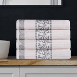 Cotton Terry Greek Key Bath Towel Set of 4