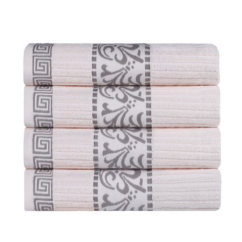 Cotton Terry Greek Key Bath Towel Set of 4