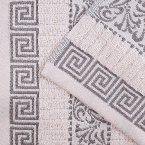 Cotton Terry Greek Key Bath Towel Set of 4